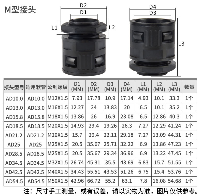 宗意zycn 塑料波纹管接头 软管接头 环保型直插式 波纹管快速接头