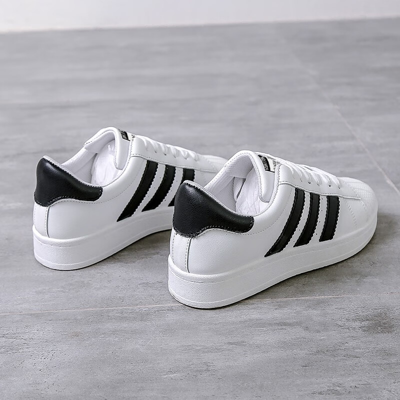 贝壳头鞋女小白鞋女春季韩版厚底百搭学生平底板鞋ins帆布鞋白色36