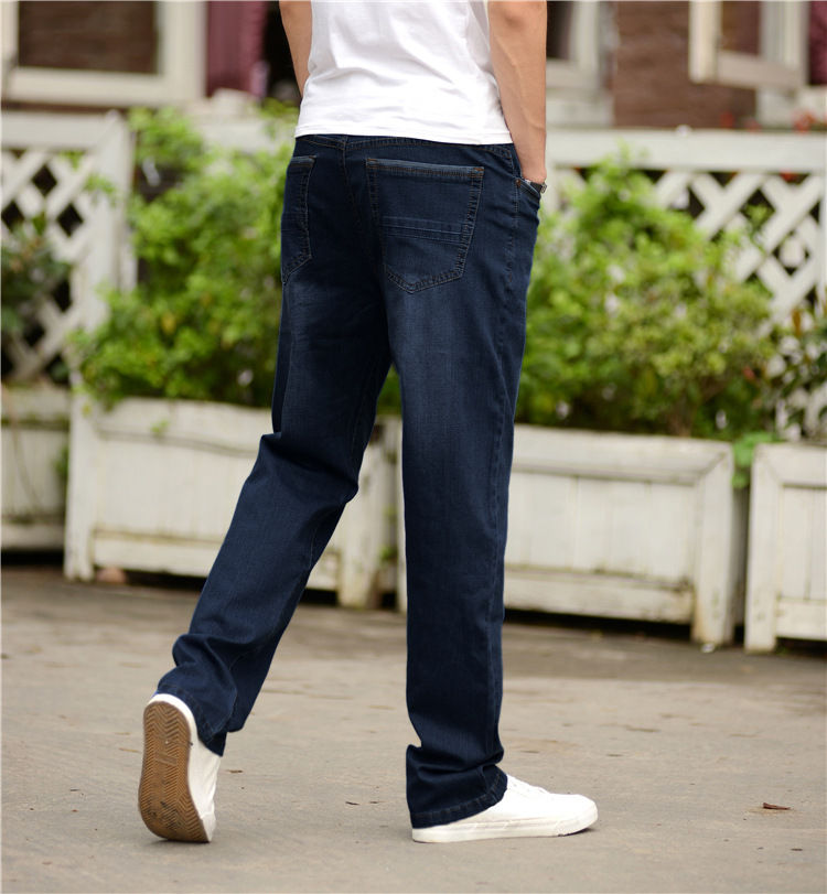 唐治 春夏季男士弹力牛仔裤男直筒宽松潮牌休闲男裤加肥加大阔腿裤