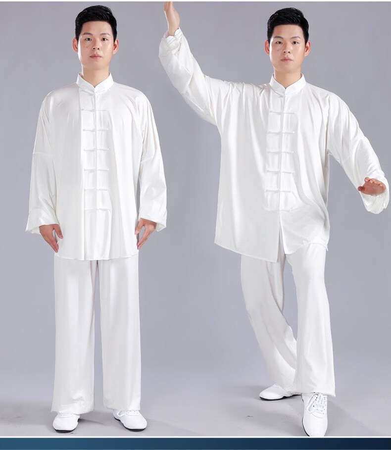 太极拳练功服男装2022新款秋季套装太极服装男春秋 灰色长袖-印中国款