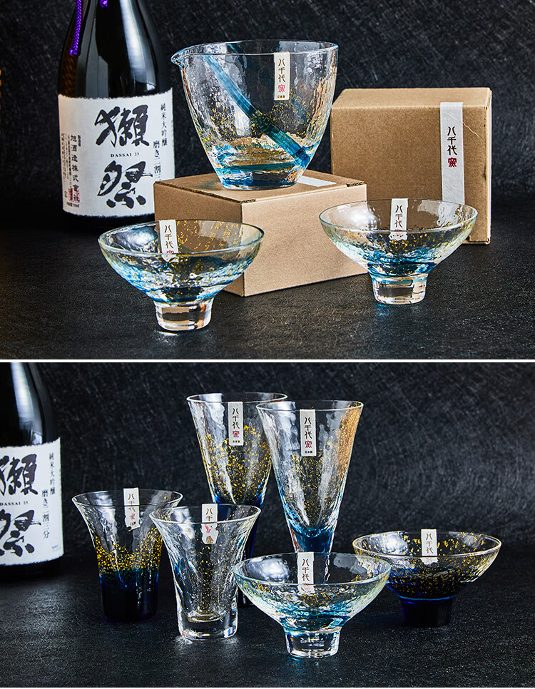 [可可屋] 日本进口东洋佐佐木八千代窑金箔星空玻璃清酒杯公道杯