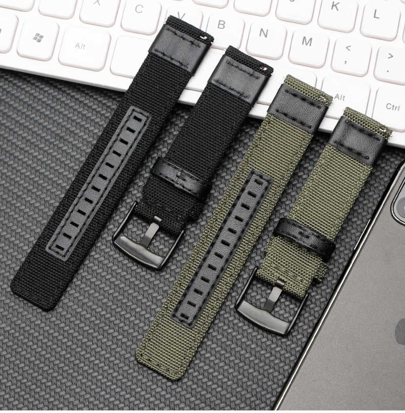 2耐磨表带huawei手表带watch2 pro尼龙表带 黑色 钢色扣 华为watch 2