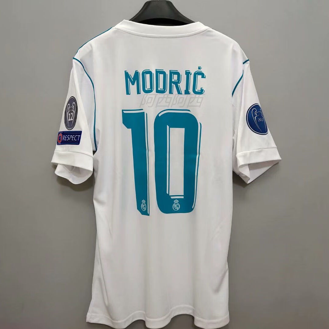 复古1718皇马球衣主场欧冠决赛版7号c罗短袖足球服套装团购优惠 短袖