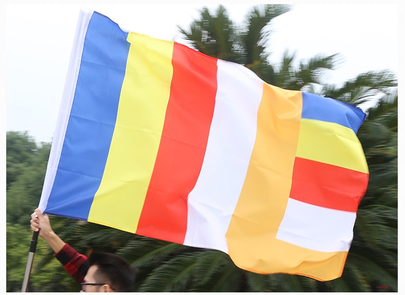 办公旗帜定制144x96cm佛教旗帜寺庙寺院禅寺五色旗帜彩旗莲花旗帜 5号