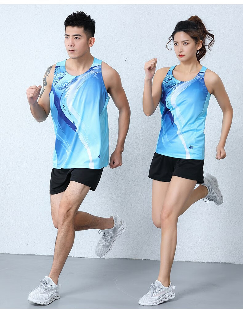 田径服比赛服健身房训练服田径服套装男女马拉松跑步速干背心比赛长