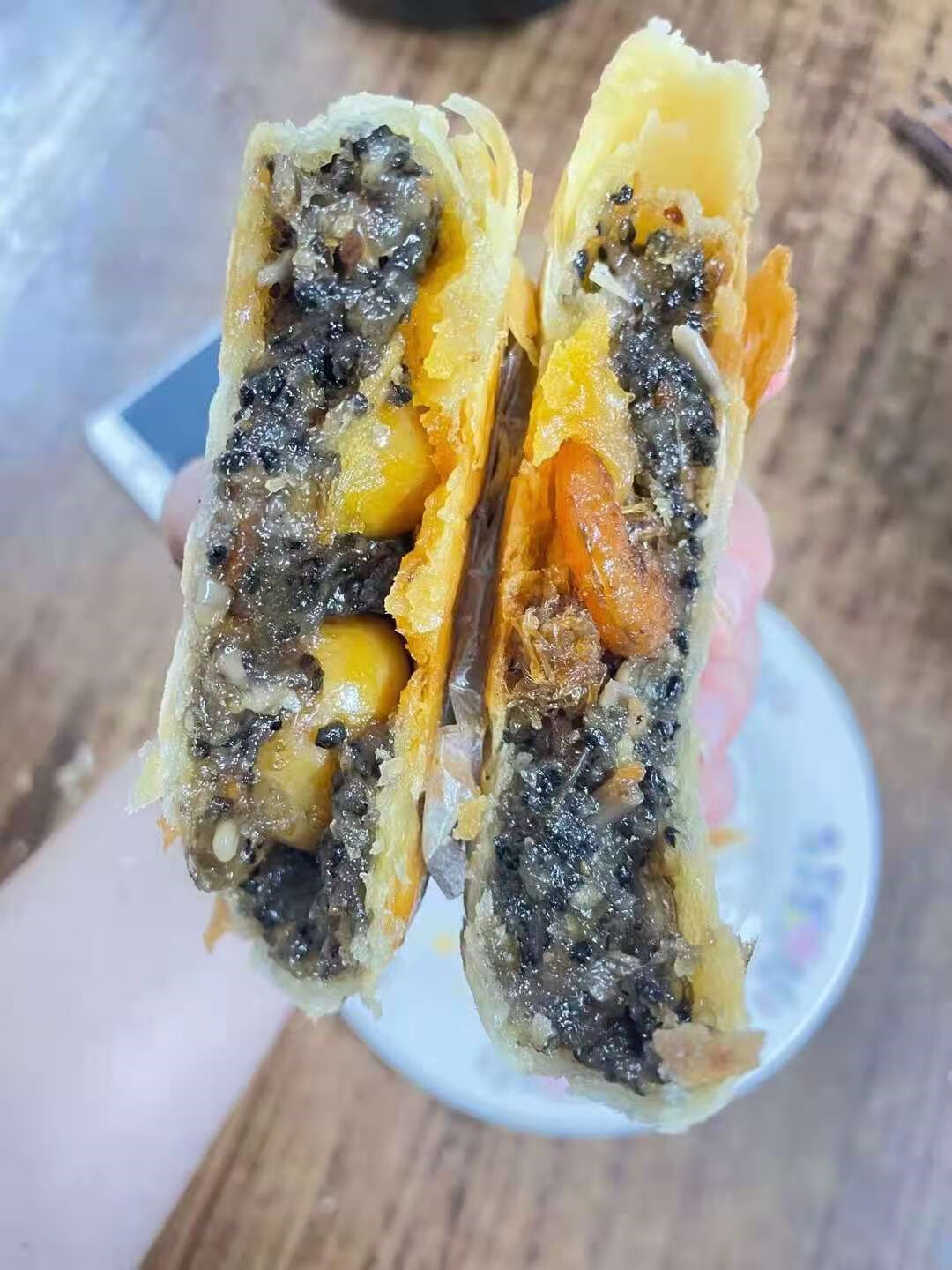 广东陆丰特产正宗博美虾饼双黄鲜虾咸饼潮汕月饼美食特色盒装包装 纯