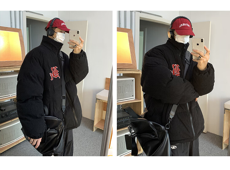 橦华兔先森的原创小铺gwit九尾冬装灯芯绒面包服保暖外套 橄榄绿 m