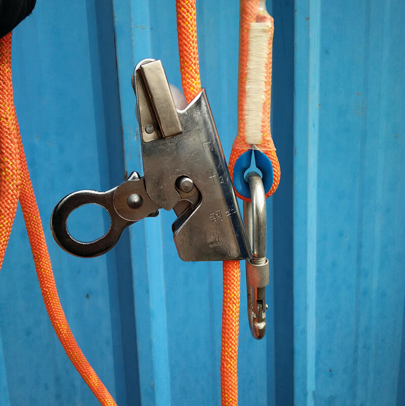 钢丝绳自锁器攀岩防坠器高空尼龙绳卡风电场缓降器高空作业缓冲绳0418