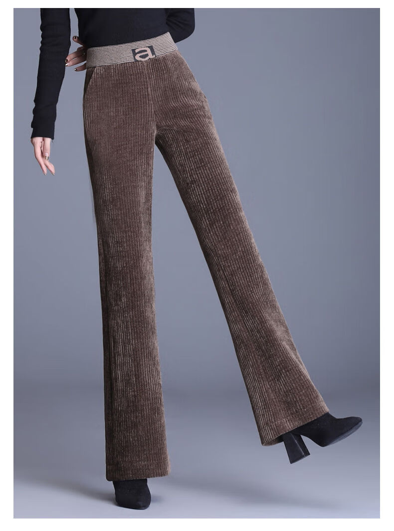 【放心购】 加厚条绒阔腿裤2019秋冬高腰垂坠感拖地灯芯绒裤子女直筒