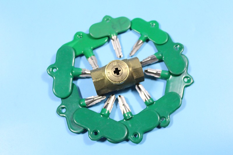 阀门钥匙暖气供暖地暖热力管道扳手磁性磁力锁闭阀门开关十字花4分6分