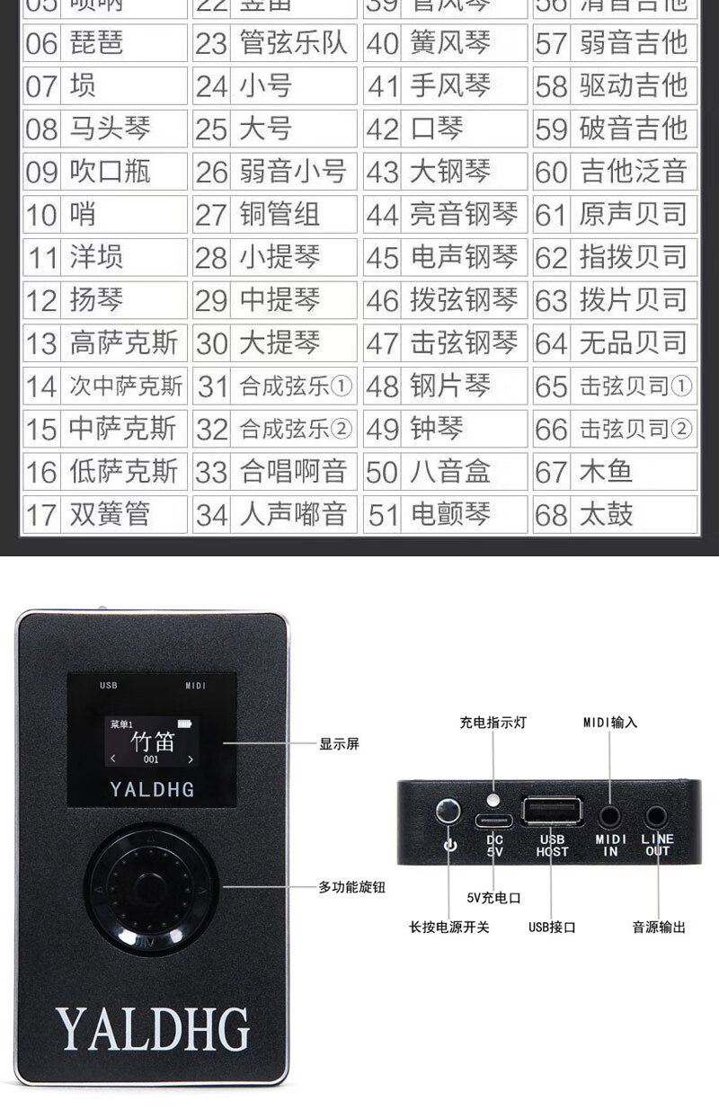 雅乐迪电吹管音源盒民乐音色音源雅佳罗兰华魅卓恩软硬midi音源盒音源