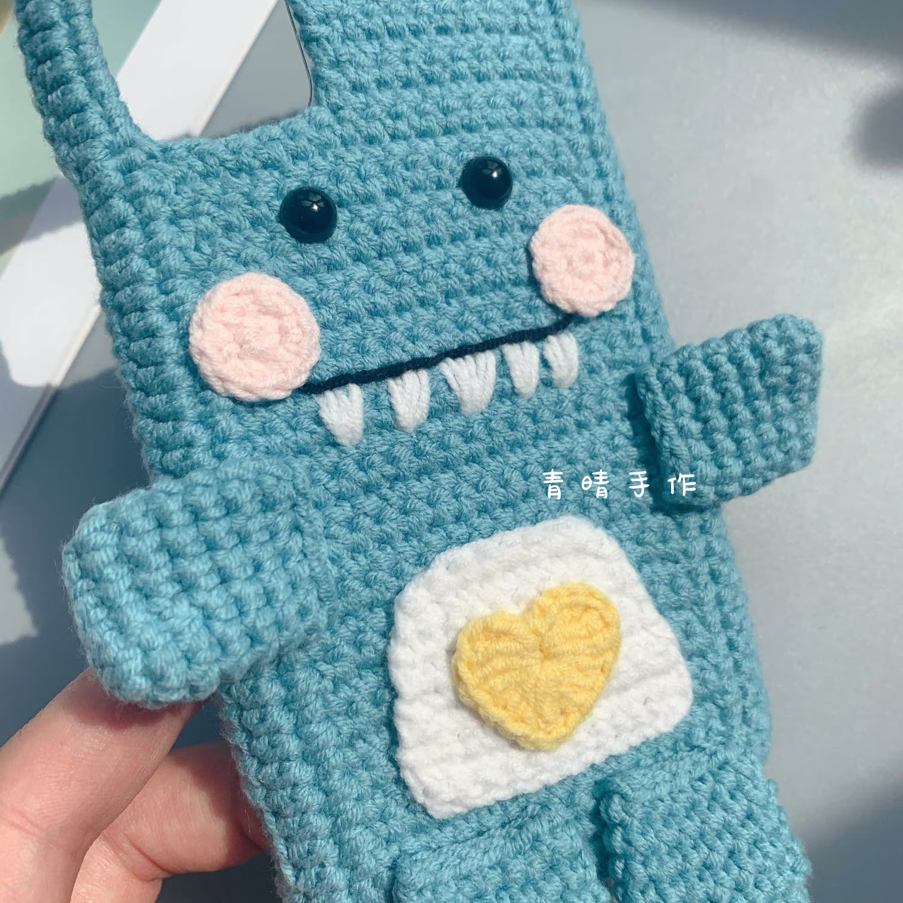 手工编织毛线手机壳 可爱小怪兽 恐龙玩偶钩针手机套小杨哥推荐
