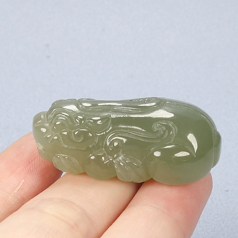 和田玉霸王青玉貔貅吊坠男女玉石项链吉祥物挂件玉坠玉佩【图片 价格