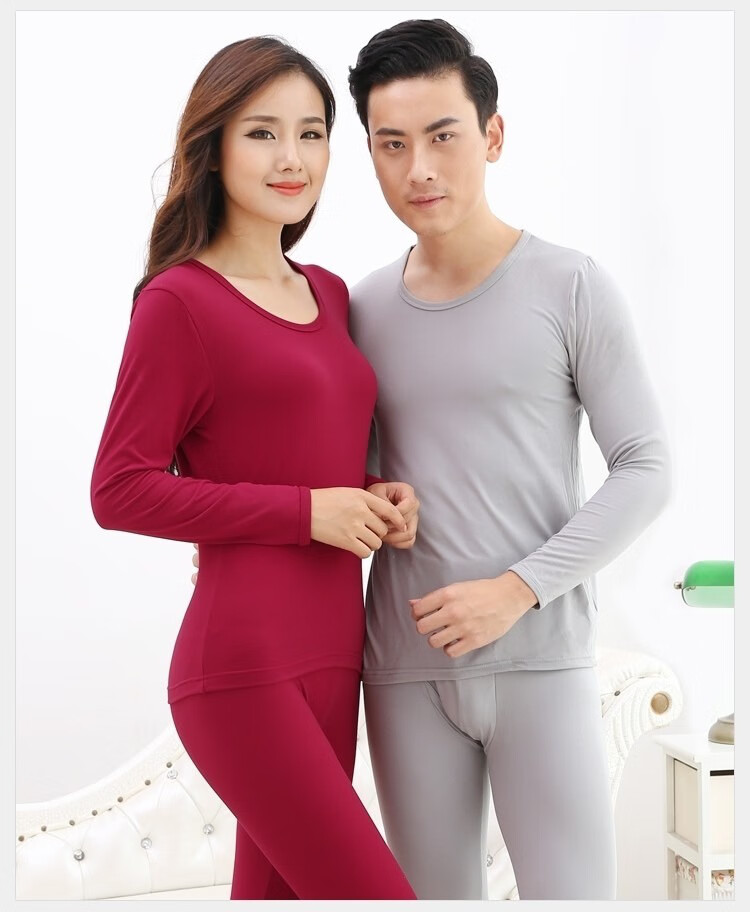 南极人莫代尔中青年男女士秋衣秋裤棉情侣保暖内衣秋冬色棉款套装秋冬