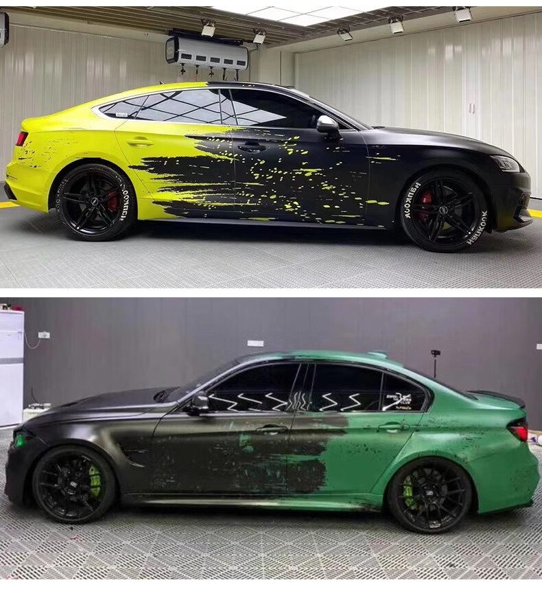 羊了个羊汽车改色贴膜彩绘渐变车膜整车个性定制双色变色龙改色膜