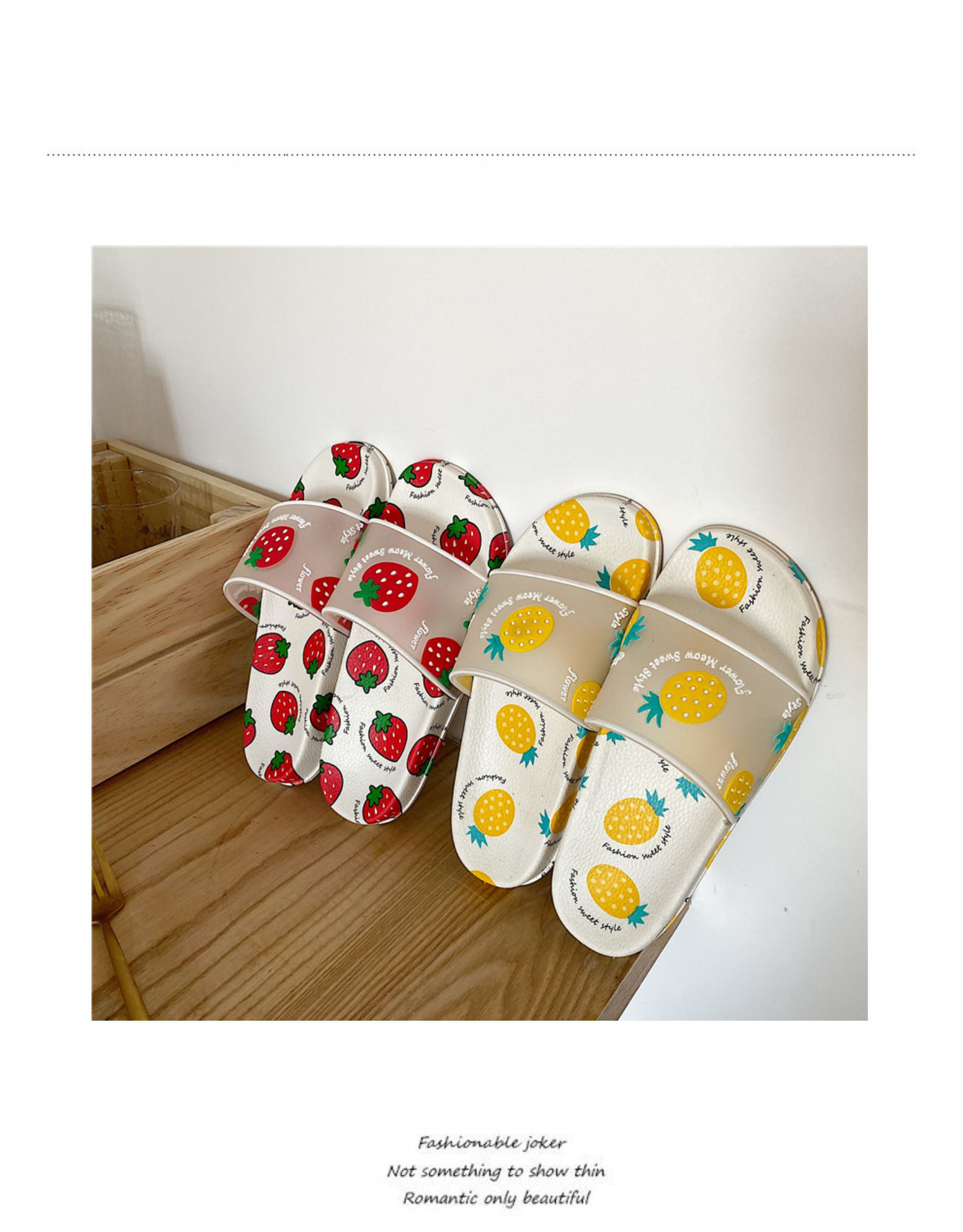 2020新款时尚可爱少女心水果草莓拖鞋外穿度假沙滩平底凉拖鞋夏季