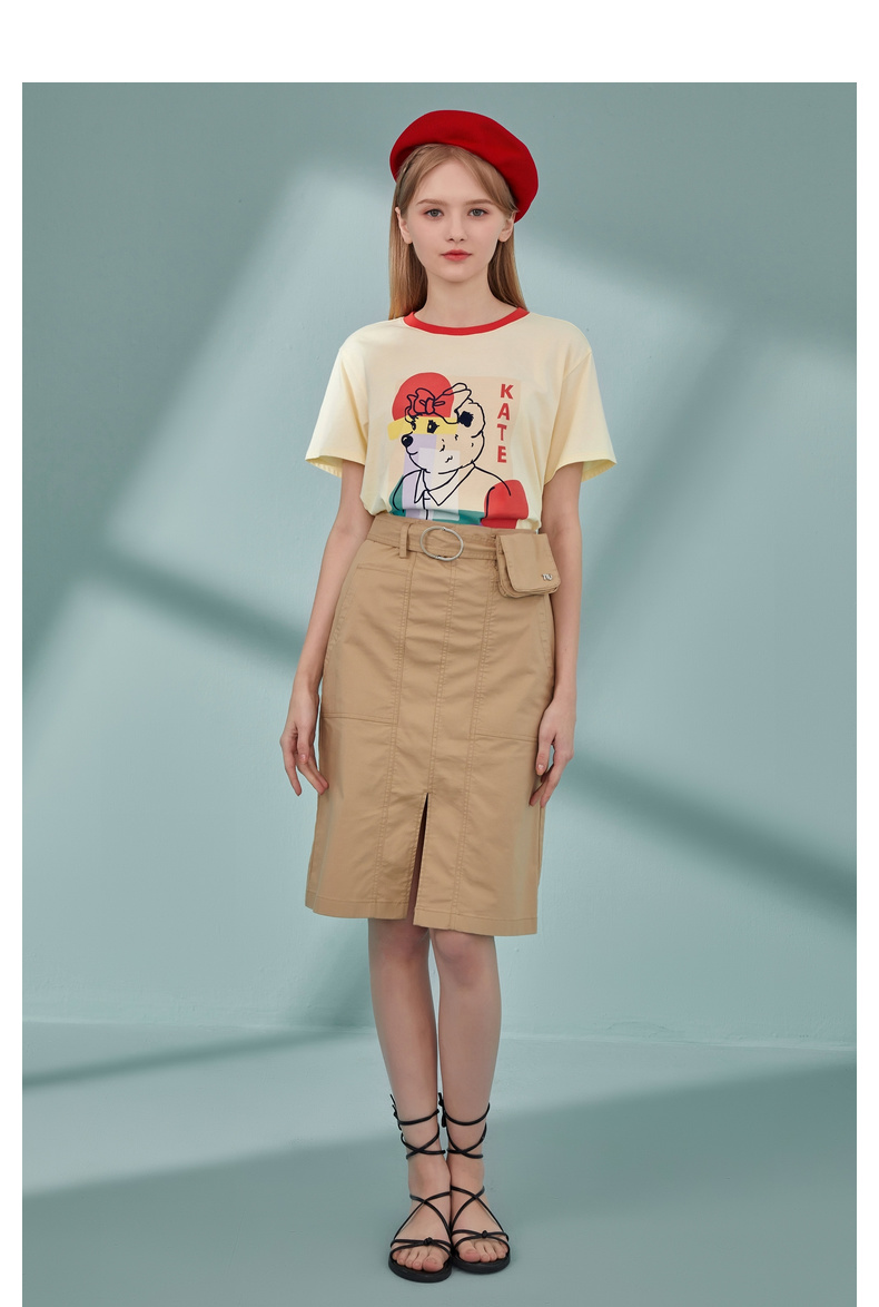 teenieweenie小熊简约版型半身裙女夏季新款女装卡其色160s