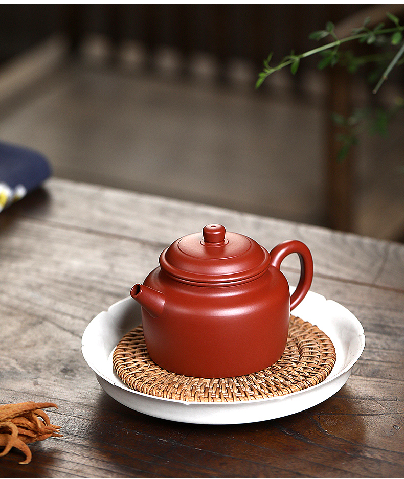 砂邑宜兴原矿全手工紫砂壶家用功夫茶具朱泥小品泡茶壶德钟壶约260cc