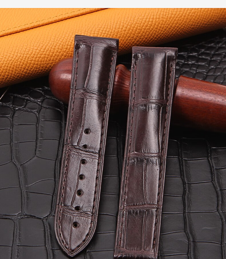 尊霸系列代用美洲鳄鱼皮表带真皮男女表带配件 黑色 17mm【图片 价格