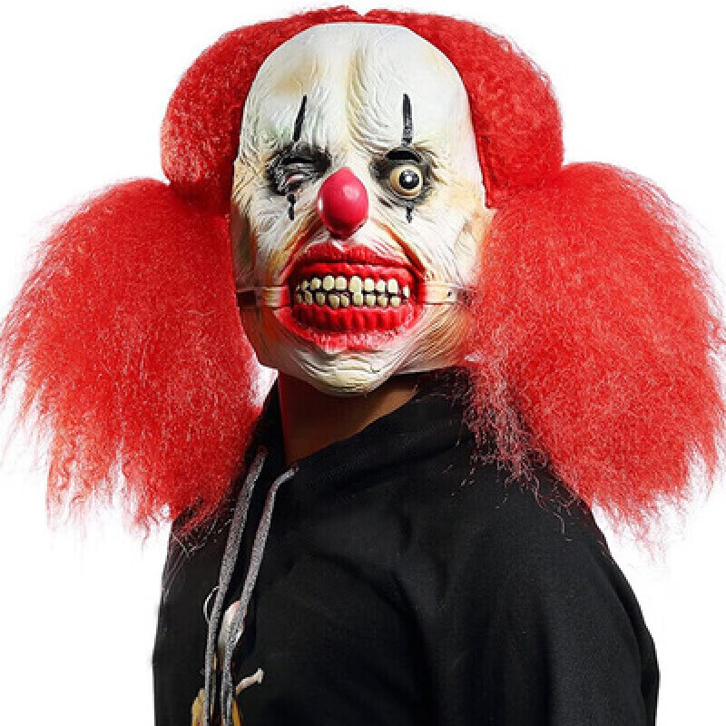 小丑回魂面具恐怖全脸面罩鬼屋密室吓人道具希斯莱光万圣节头套加