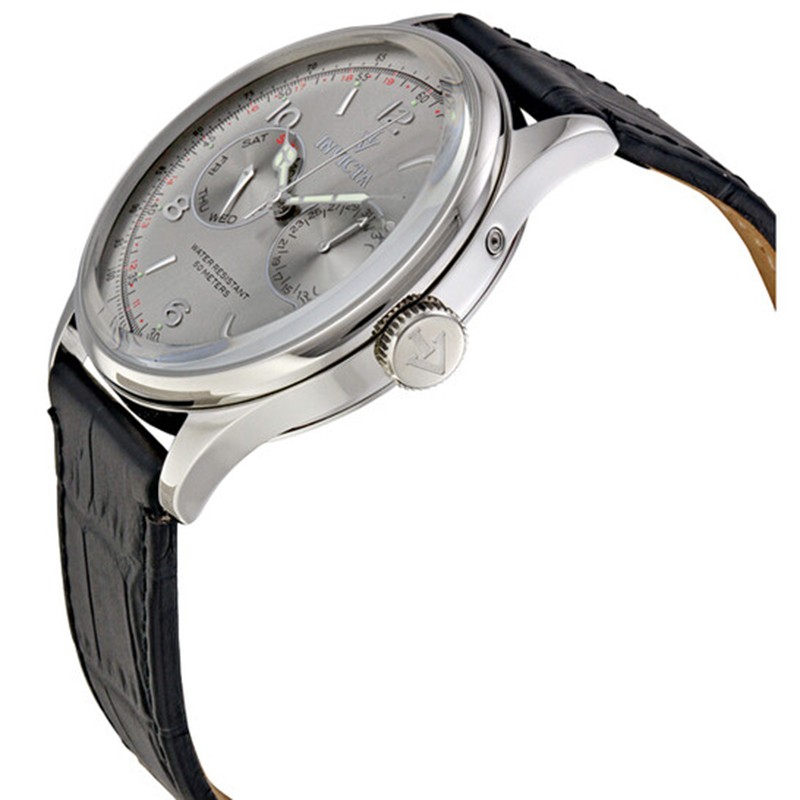 invicta英佛他手表intage复古系列银色表盘男士石英腕表小牛皮表带