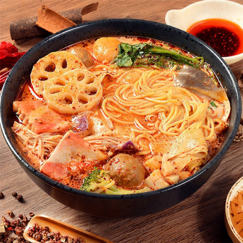 速食浓汤底料麻辣烫速食小吃 玉米面麻辣烫4袋 牛筋面麻辣烫4袋【图片