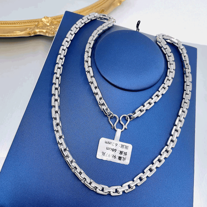 pt950铂金男士项链白金男款项链9697克68厘米62毫米粗支持专柜验货假