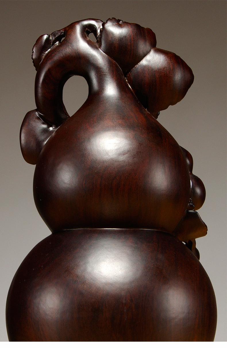 仙莱阁实木雕刻葫芦摆件红木家居客厅电视柜办公装饰工艺品乔迁礼品