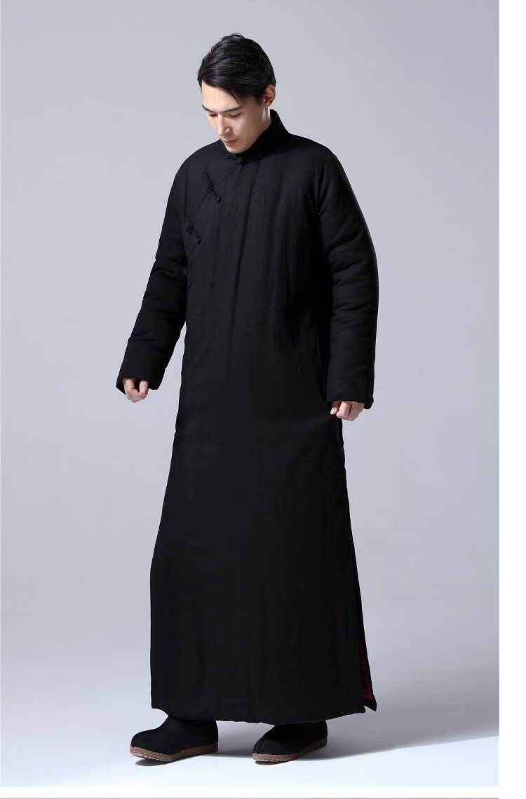 恒源祥品牌中国风男装棉麻冬保暖唐装斜襟长袍马褂民国长衫中式长款