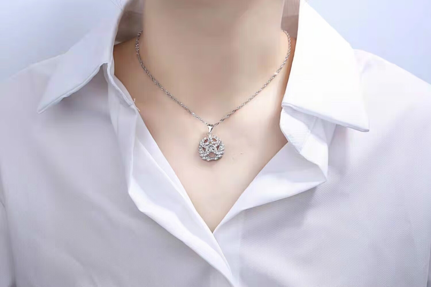 领花项链 925军之恋礼物军旅银饰品兵哥送军嫂女友军人纪念礼 武零花