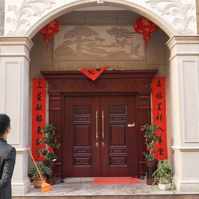 奋匠大门双开门别墅对开门农村别墅大门进户仿真铜门锌合金大门堂屋