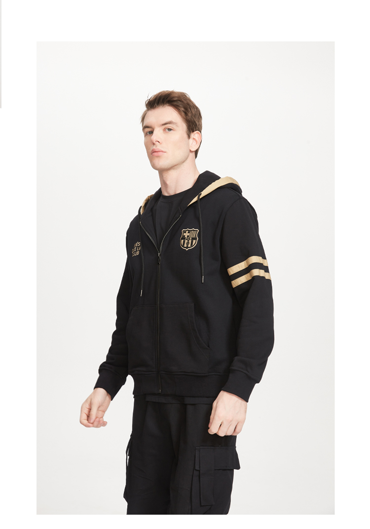 新款春秋卫衣外套巴塞罗那俱乐部官方授权聚星动力巴萨客场黑金球衣