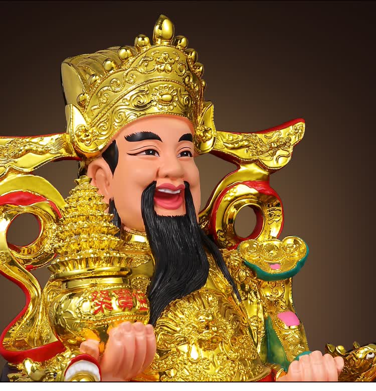 明恩财神爷招财摆件财神佛像武财神关公像财神像套装文财神家用店铺