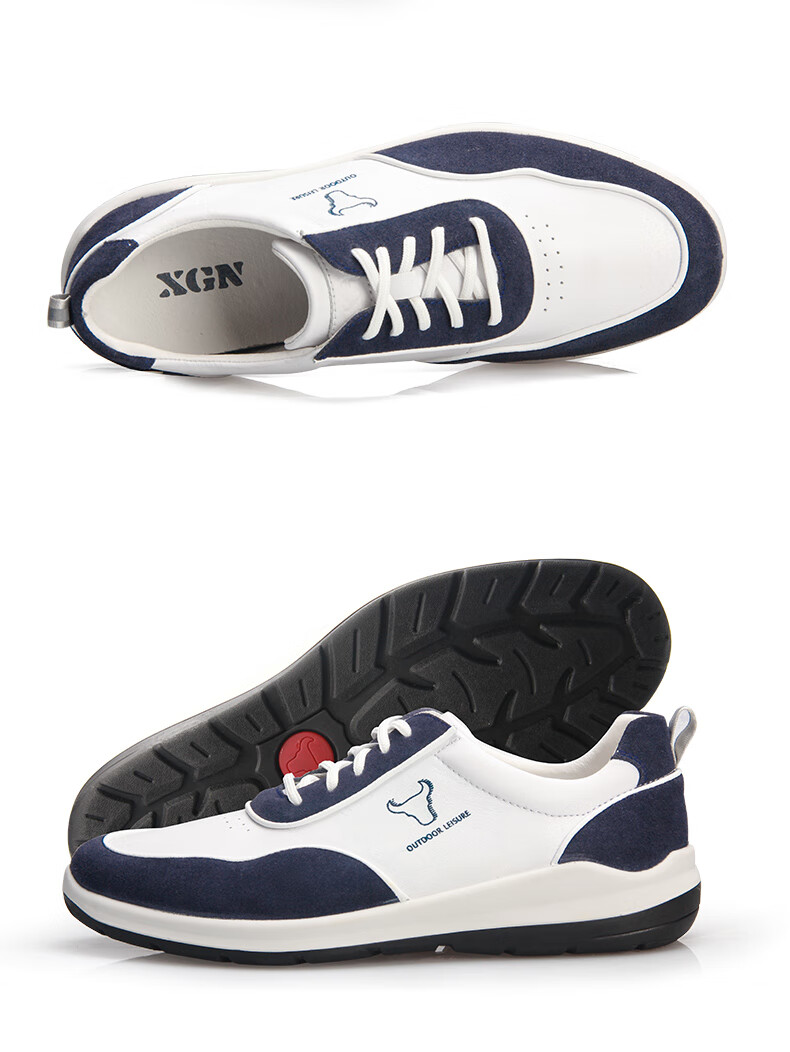 xgn小公牛男鞋2022年春季新款户外休闲鞋真皮透气防水旅游鞋子男乐步