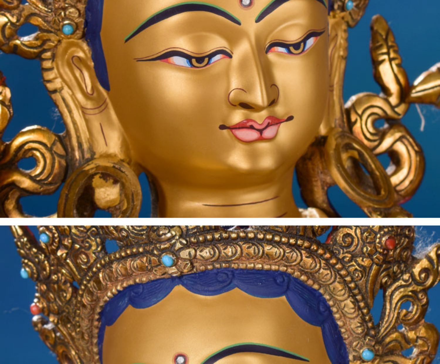 15寸绿度母纯手工藏传佛教尼泊尔进口46cm铜鎏金佛像密宗铜像摆件