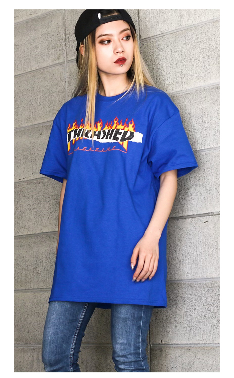 欧美潮牌 thrasher 2020新款火焰短袖t恤男女款夏季燃烧字母印花宽松