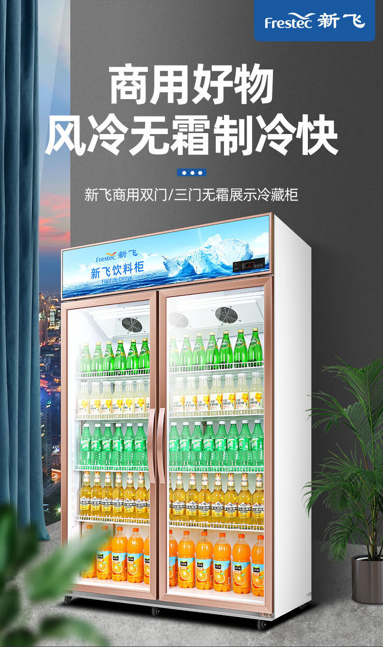 新飞商用展示柜饮料柜便利店超市单双三门饮品保鲜立式冰柜威力单门下