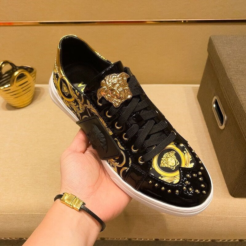 香港潮牌运动男鞋牌美杜莎珍藏鞋子男潮鞋高级质感板鞋 黑色1 38