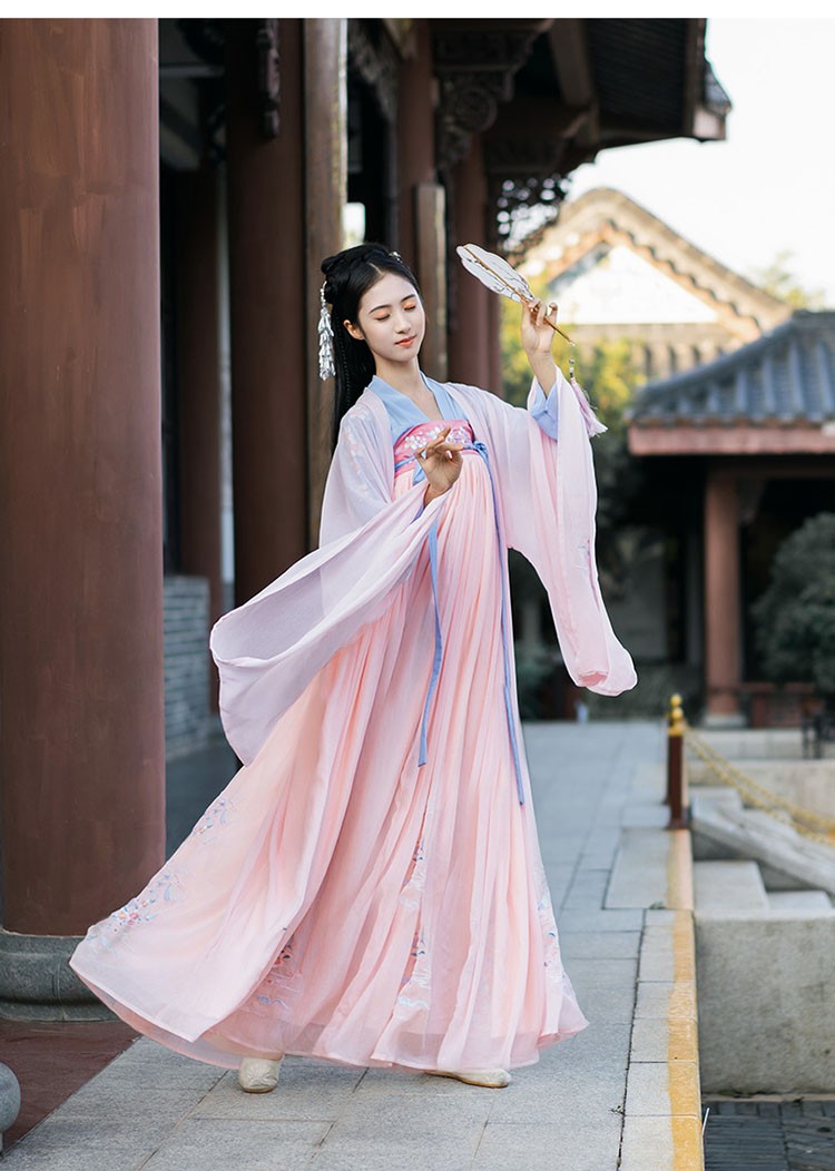 潮无界 汉服女齐腰襦裙传统日常中国风重工刺绣超大摆仙女裙学生古风