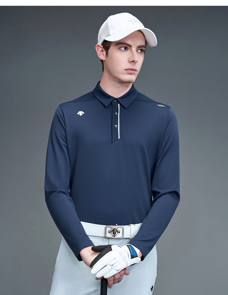 descente迪桑特 golf高尔夫 男子 长袖polo衫 g132mftl21 黑色-bk l