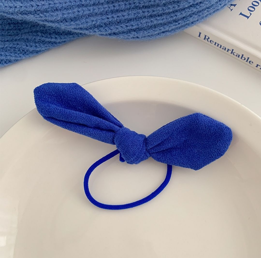 克莱因蓝饰品气质蝴蝶结头饰发绳女橡皮筋扎头发圈感小众头绳 克莱因