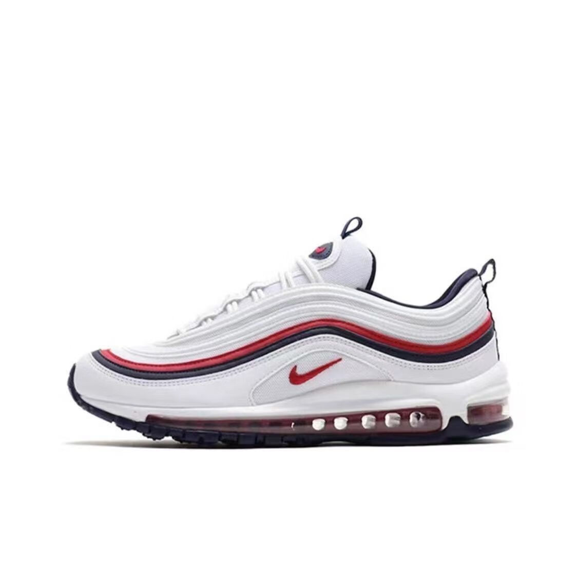 air max 97子弹头跑步全掌气垫运动鞋银子弹3m反光男女休闲鞋 灰紫勾