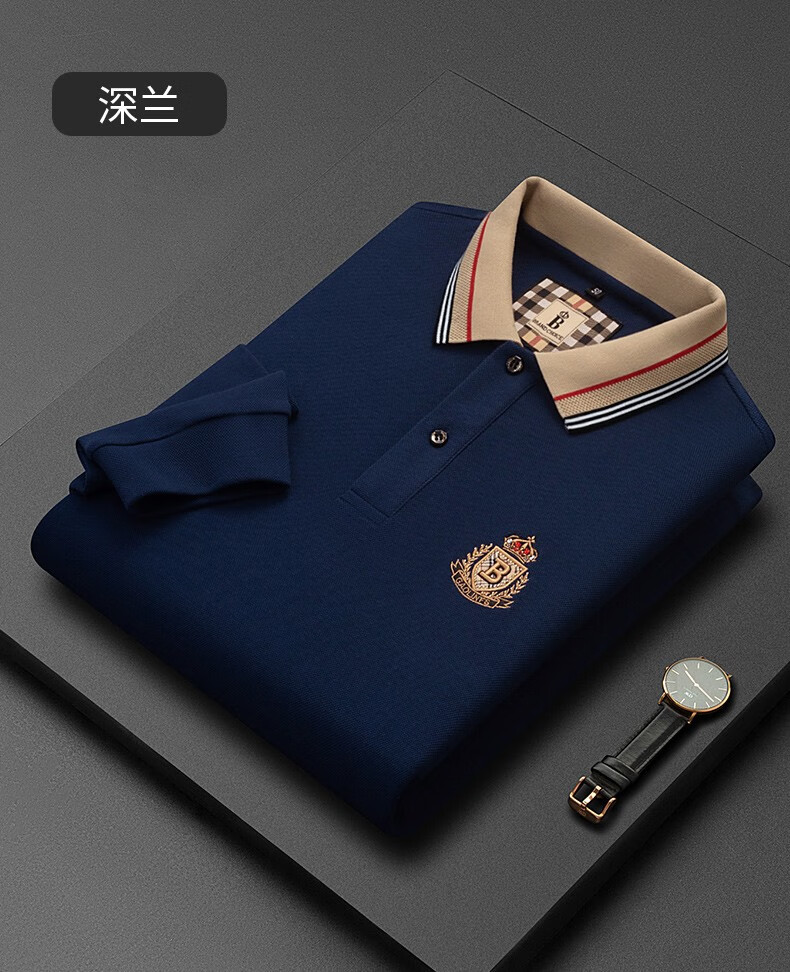 迈斯特保罗(maisitebaoluo)男装长袖polo衫秋季翻领刺绣纯色上衣 灰色