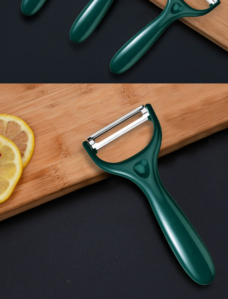 不锈钢水果削皮器瓜刨厨房家用多功能蔬果剥皮神器苹果刮皮刀墨绿色瓜