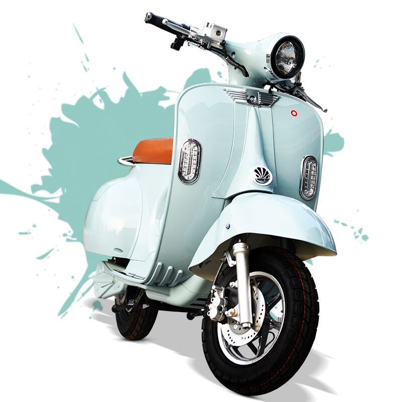 罗马假日电动车电瓶车复古摩托车6072v电摩大黄蜂踏板车 银白色 72v