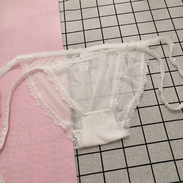 系带内裤女可解开绑带式透明超薄诱惑一片式侧边绳子两侧蕾丝绑绳