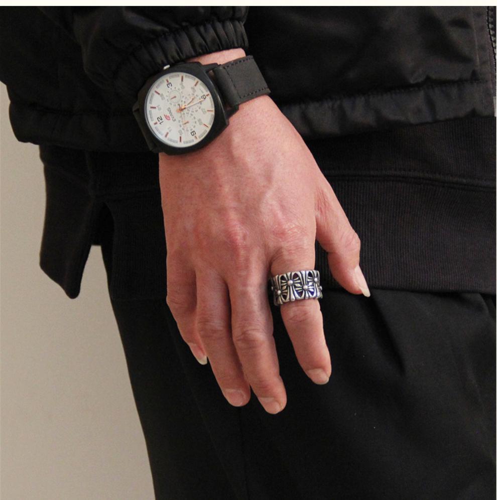 钛钢高版本手工克罗心戒指十字花墓碑戒指男女圆墓葬戒指 经典款(7-12