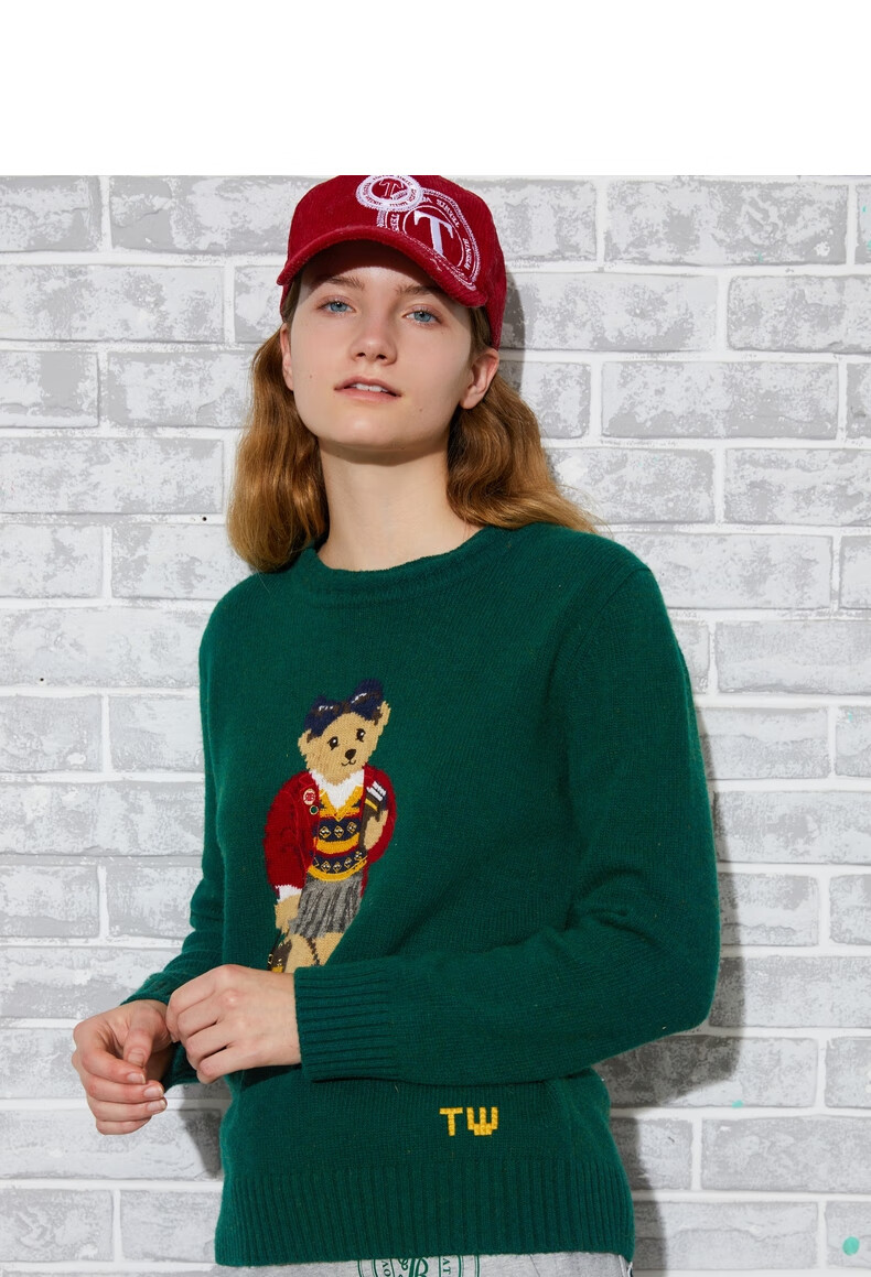 teenieweenie小熊软糯毛衣女慵懒风设计感白色上衣年冬季新品ttkw2149