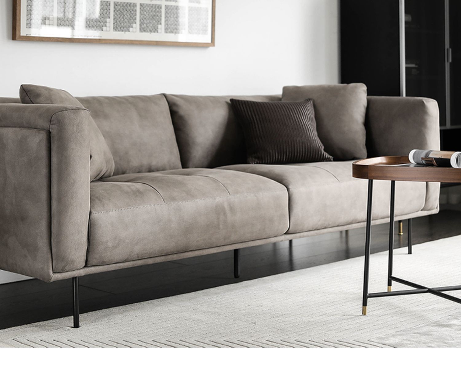 贝意品 科技布布艺沙发意式客厅简约现代小户型# 浅驼色 三人位2.