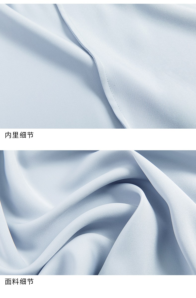 法曼萱雾霾蓝长袖衬衫女2022春新款气质时尚简约职业通勤ol风衬衣雾霾